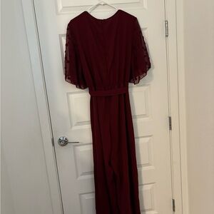 SHEIN Clasi Plus Swiss Dot Butterfly Sleeve Wide Leg Belted Jumpsuit